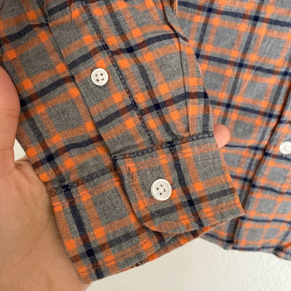 Cat & Jack Plaid Long Sleeves Shirt Boys Medium 8 10 Button Down Orange Gray - Picture 5 of 6